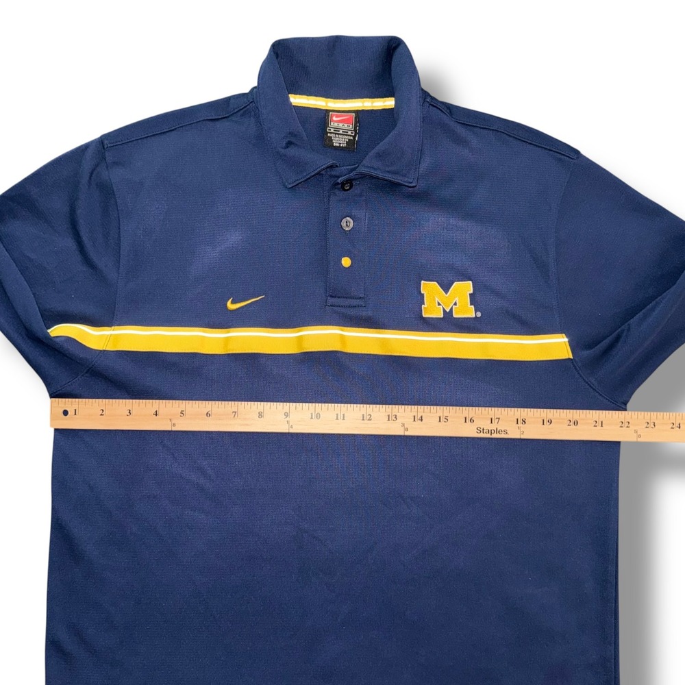 Nike Michigan Wolverines Polo Shirt Mens Large Navy Blue Dri-FIT F5BLM 11847X - Picture 3 of 10